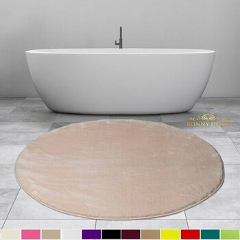 Bonny Home Elite Vizon 120X120 cm Yuvarlak Peluş Banyo Paspası Kaymaz Taban Pufidik Banyo Halısı