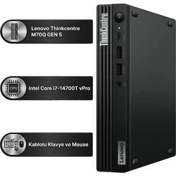 Lenovo Thinkcentre M70Q Gen 5 Intel Core I7-14700T 32GB 2tb SSD Windows 11 Pro Mini Masaüstü Bilgisayar 12TESH46TX 013
