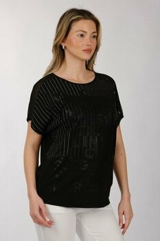 Daido Oversize Pullu Minimalist Kadın Tişört - Kısa Kol - Siyah - 48