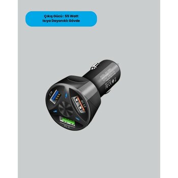 Zero Land Muratech 55W Pd ve Quick Charge 3.0 Destekli Polygold Araç Şarj Adaptörü - Çok Renkli