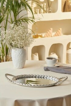 Karaca Marla Dekoratif Tepsi 45x24x5 Cm Gümüş