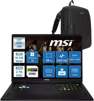 Msı Vector 18 Hx Aı A2XWIG Intel Core Ultra 9 275HX 16GB Ddr5 2tb SSD Windows 11 Pro 175W RTX5080 12GB 18 Inç 2K(2560×1600) Qhd+ 240Hz Taşınabilir Bilgisayar 666XTRP04 + Zetta Çanta
