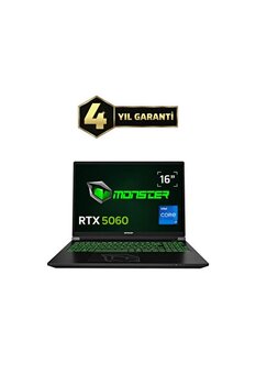 Monster Tulpar T6 V3.3.9 Intel Core i7 13700hx 64 GB RAM 1 TB SSD 8 GB RTX 5060 Windows 11 Home 16" Fhd+ 165 Hz Oyun Bilgisayarı