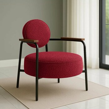Azra Mobilya Venüs Metal Ayaklı Modern Berjer Koltuk - Soft Kumaşlı, Renk Seçenekli, 60x60 cm KIRMIZI
