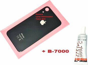 Iphone Xr Arka Pil Batarya Kapağı (Cam+B-7000) Siyah