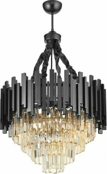 Avizemoda Sima 50 Cm'lik Kristal Cam Taşlı Lüks Avize - (Siyah Renk) - 5 - Siyah