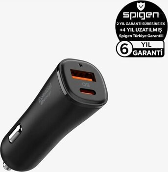 Spigen 48W USB-C 2 Port Araç içi Adaptör - Samsung PPS Destekli Hızlı Şarj Aleti iPhone Android Uyumlu