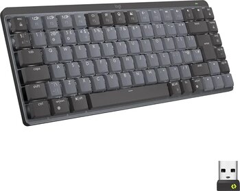 Logitech MX Mechanical Kablosuz Mini Mekanik Klavye, Aydınlatmalı, Dokunmatik Sessiz Tuşlar, İngilizce Q - Gri
