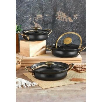 Oms Bakraç Granit Sahan Seti Siyah