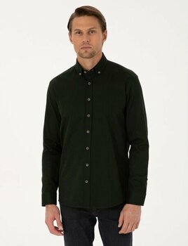 Pierre Cardin Erkek Koyu Haki Regular Fit Uzun Kollu Gömlek 50311308-VR111 - XL