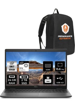 Dell Latitude 3550 Intel Core I7 1355U 24GB 2tb SSD Free Dos 15,6" FHD Taşınabilir Bilgisayar & Per4 Çanta N010L355015UP314