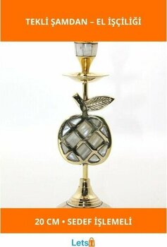 Letsii Pirinç Sedefli Zarif Tekli Şamdan 20CM - Ev Dekorasyon - Renkli