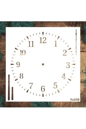 STENCİLTASARIM Stencil Tasarım YU099 Saat Dekoratif Duvar, Eşya,kumaş,fayans Boyama Şablonları