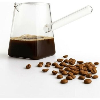 Delixa Jenisa Borosilikat Cam Cezve – Isıya Dayanıklı, Ocak Üstü Uyumlu Şeffaf Kahve Cezvesi 400 ml