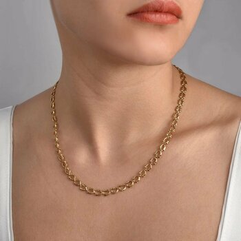 14 Ayar Altın Kaplama İtalyan Gösterişli Ve Hafif  Gümüş Zincir - Np00103