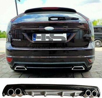 Ford Focus 2 HB Difüzör Arka Tampon Eki 4 Egzoz Çıkışlı Gri Lüx Tip