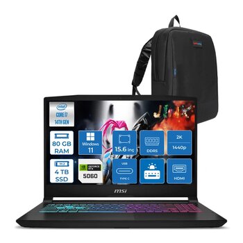 Msı Katana 15 Hx B14wfk-449Xtr 14. Nesil Intel İ7-14650Hx 80Gb Ddr5 4Tb Ssd 8Gb/Rtx5060 115W 15.6" Qhd 2560X1440 165Hz Ips Windows 11 Home Taşınabilir Bilgisayar. W449xtrh25+Zettaçanta