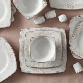 Karaca Adelya Fine Cream Cream Porselen 60 Parça Yemek Takımı