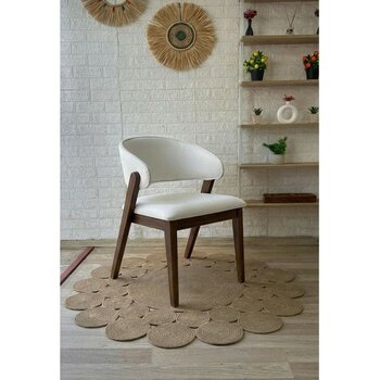 Silla Concept Ay Sandalye Teddy Krem Kumaş Ceviz Ahşap Sandalye