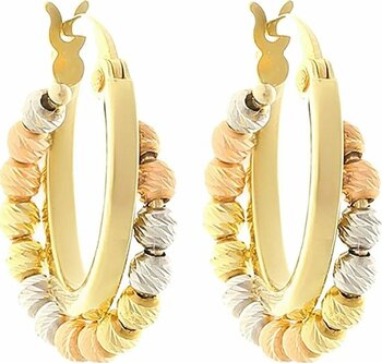 MOOM MÜCEVHERAT 14 Ayar Altın Küpe Renkli Dorika Toplu Altın Halka Küpe