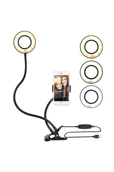 gamanLed Ring Light Youtuber Light Stüdyo Işığı Akrobat Selfie Led Masa Lambası 3 Renk Işıklı
