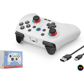 Nemere Bluetooth Gamepad Pc Ios Android Switch Ps3 Ps4 Uyumlu Rgb - Beyaz ND505W - Renkli