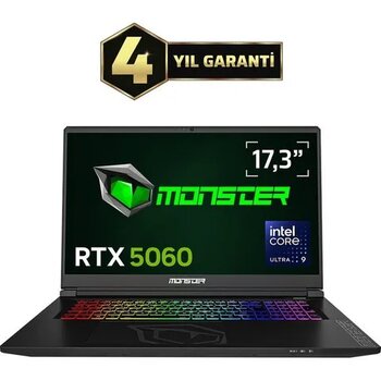 Monster Tulpar T7 V26.4.8 Ultra 9 185H 64GB RAM 1TB SSD RTX 5060 FreeDOS 17.3 inç Oyun Bilgisayarı