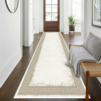 Fera Halı Makinede Yıkanabilir Kaymaz Taban Leke Tutmaz Mutfak Halısı Salon Halısı ve Yolluk - 80 x 50 cm - Krem - Bej