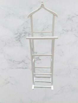 Dilsiz Uşak Çift Tepeli Havluluk Model Parlak Beyaz Lake Askılık Ahşap Kayın Torna Iskelet El Yapım