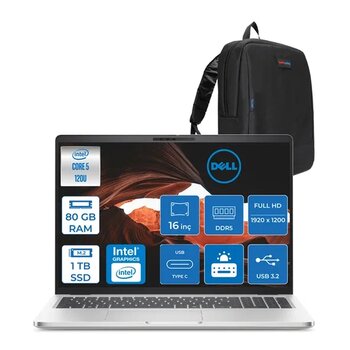 Dell Pro 16 Plus Ultra Core 5 120U 80Gb Ddr5 1Tb Ssd Intel Graphics 16" Fhd+ 300Nıt Ubuntu Taşınabilir Bilgisayar U5120u165uf22 + Zettaçanta