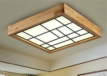 Dekor Olsun Ahşap Çerçeve Tavan LED Aydınlatma Avize 60*60CM Salon Yatak Mutfak Balkon Beyaz 6500K Işık Beyaz