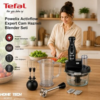 Tefal Powelix Activflow Expert 1500 Watt Cam Hazneli Blender Seti - Siyah