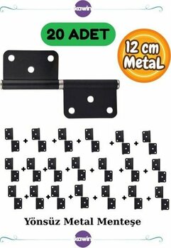 20 Adet 12CM Siyah Çelik Kapı Menteşe Yönsüz 2mm Dayanıklı Panel Cerman Nikel