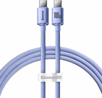 Baseus 1.2mt Led Işıklı Örgülü 100W Type-C To Type-C 1.2 m Şarj Kablosu