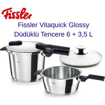 Fissler  Glossy Düdüklü Tencere 6 + 3,5 L +  Dijital Hassas Mutfak Tartısı  Hediye - 6 + 3,5 lt - Gümüş