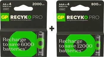 Gp Recyko Pro 2100 Serisi 4 Adet Aa + 850 Serisi 4 Adet Aaa Şarjlı Pil 8 Adet