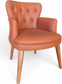 ARYANS HOME Ahşap Ayaklı Kollu Taba Deri Ofis Koltuğu Ofis Bekleme Koltuğu Büro Koltuğu-Tekli Berjer