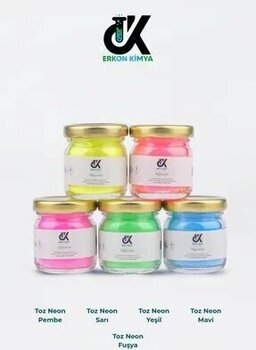 ERKON KİMYA PİGMENT 5'li Neon toz boya Seti 5*10gr  Pembe/Sarı/Yeşil/Mavi/Fuşya