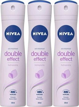 NIVEA Woman Double Effect Hızlı Kuruma 48h Koruma Pürüzsüz Koltuk Altları Kadın Deodorant X 3 Adet