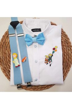 cool partyshop Küçük Prens Konseptli Askı Papyon Gömlek 9 Yaş Beden