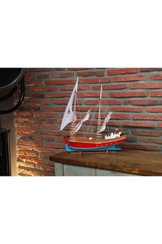 AYHAN KOTRA Taka, Bez Yelkenli Ahşap Maket Gemi Modeli (KOTRA) El Yapımı Ev, Ofis Hediye Ve Aksesuar