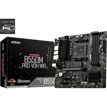 Msı B550M Pro-Vdh Wıfı Am4 Ddr4 4400(OC) HDMI Dvı VGA  M.2 Usb3.2 Wıfı Matx