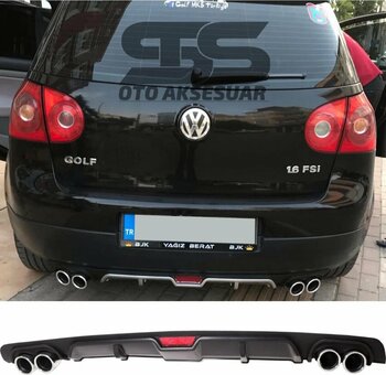 STS Oto Aksesuar Volkswagen Golf 5 Difüzör Arka Tampon Eki 4 Egzoz Çıkışlı Siyah