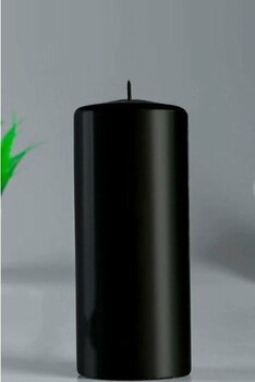 Paşa Cam Silindir Mum Kütük Mum Siyah Sandal Ağacı 10 cm Genişlik 25 cm Yükseklik Büyük Boy - 1 Adet