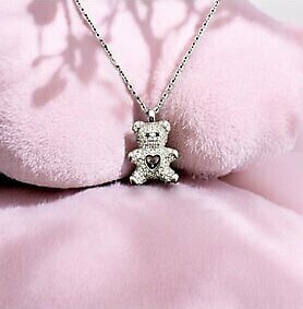 Monemel Swarovski Teddy Bear Kolye 925 Gümüş(Altın Kaplama)
