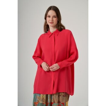 Nuss Oversize Basic Yazlık Gömlek 3001 Siglamen Fuşya - Standart - Pastel Pembe