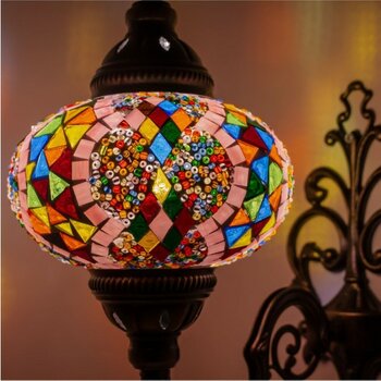 Mosland Home Dekoratif Mozaik Aplik Otantik Gece Lambası El Yapımı Mozaik Bahçe Aplik