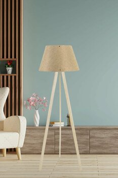 HOMİNG Kum Beji Kumaş Ahşap Üç Ayaklı LambaderAag-1742