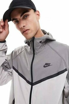 Nike Tech Windrunner Woven Full Zip Loose Fit Jacket Erkek Bol Kesim Paraşüt Kumaş Kapüşonlu Ceket - M - Gri