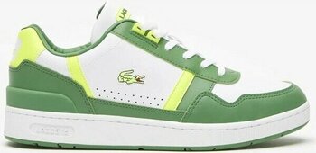 Lacoste T-Clip Hakiki Deri Erkek Sneaker Günlük Spor Ayakkabı Yeşil-Beyaz - Yeşil - Beyaz - 42